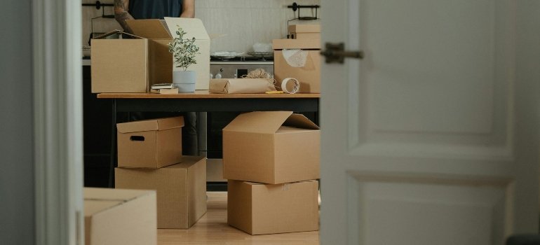 boxes under the desk