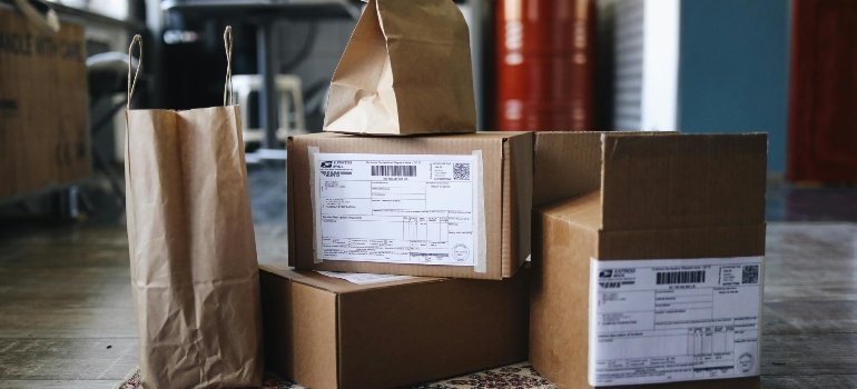 packing boxes put on the floor