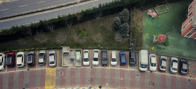 Cars parked in a parking.