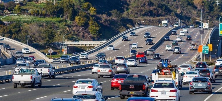 Cars on a highway.