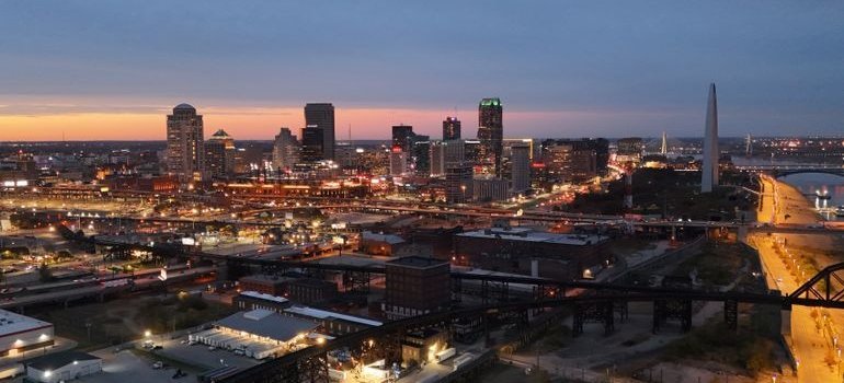 Aerial view of Missouri at night.
